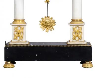 French Restauration Gilt Bronze Clock Signed Mesnil Paris