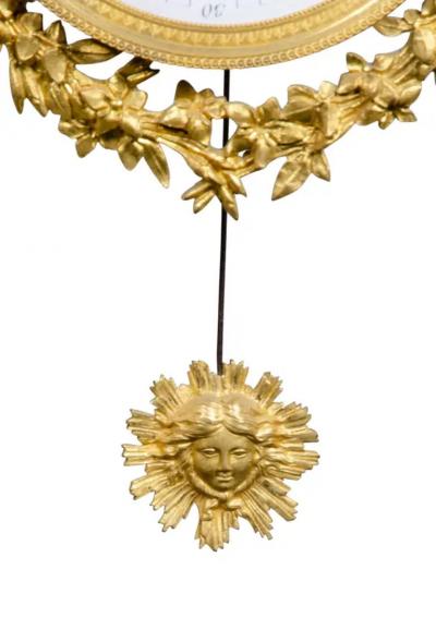 French Restauration Gilt Bronze Clock Signed Mesnil Paris