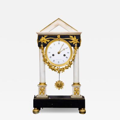 French Restauration Gilt Bronze Clock Signed Mesnil Paris