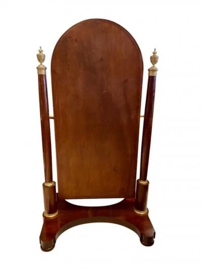 French Restauration Mahogany and Bronze Mounted Cheval Mirror