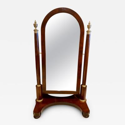 French Restauration Mahogany and Bronze Mounted Cheval Mirror