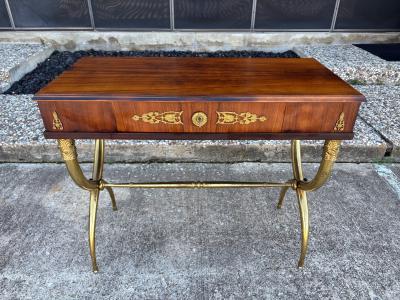 French Restauration Style Desk On Brass Base