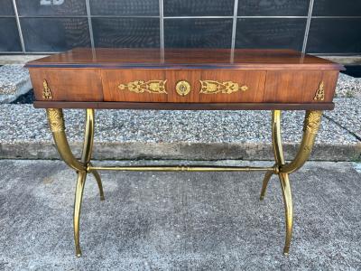 French Restauration Style Desk On Brass Base