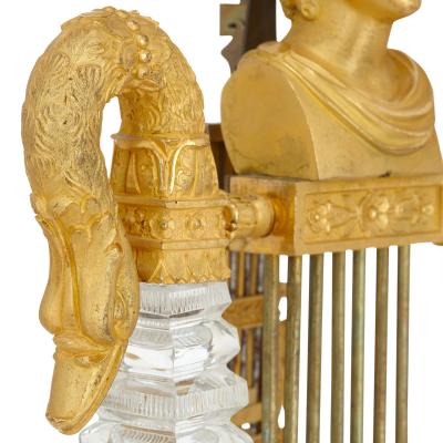 French Restauration period gilt bronze and cut glass mantel clock
