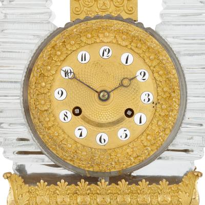 French Restauration period gilt bronze and cut glass mantel clock