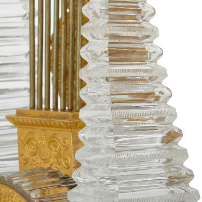 French Restauration period gilt bronze and cut glass mantel clock