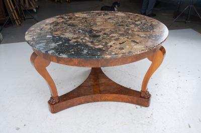 French Restoration 19th Century Marble Top Center Table
