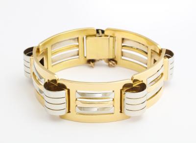 French Retro 18K White Yellow Gold Bracelet