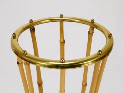 French Riviera Bamboo Brass Midcentury Umbrella Stand Austria 1950s