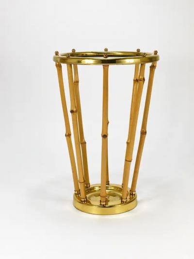 French Riviera Bamboo Brass Midcentury Umbrella Stand Austria 1950s