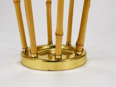 French Riviera Bamboo Brass Midcentury Umbrella Stand Austria 1950s