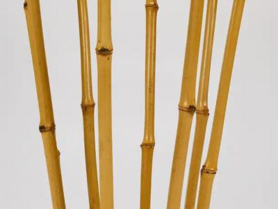 French Riviera Bamboo Brass Midcentury Umbrella Stand Austria 1950s