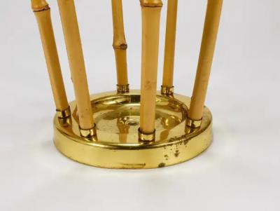 French Riviera Bamboo Brass Midcentury Umbrella Stand Austria 1950s