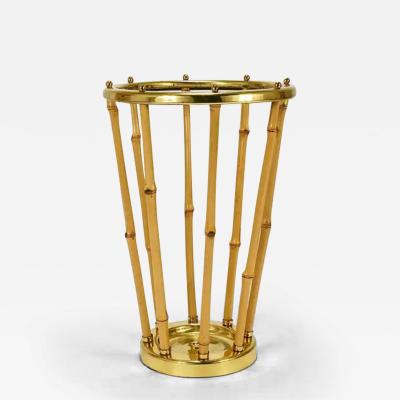 French Riviera Bamboo Brass Midcentury Umbrella Stand Austria 1950s
