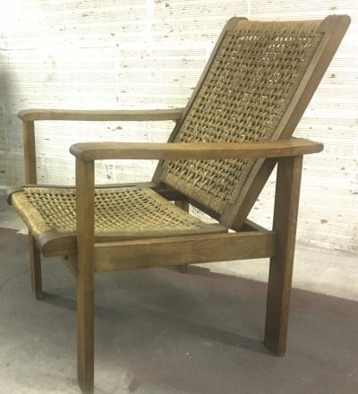 French Riviera Style Pair of Reclining Rope Lounge Chair