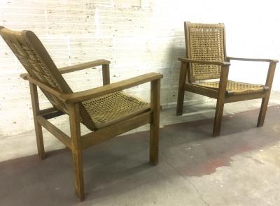 French Riviera Style Pair of Reclining Rope Lounge Chair