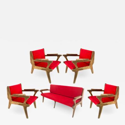French Riviera awesome olive tree brutalist seating set of 1 couch and 4 chairs