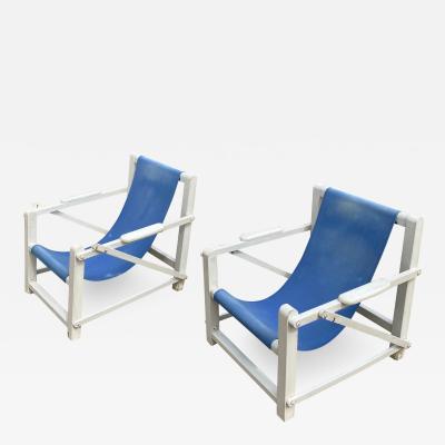 French Riviera pair of rarest adjustable outdoor beach house lounge chairs