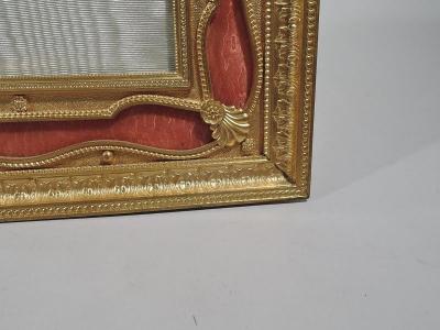 French Rococo Gilt Bronze Picture Frame with Enamel Ribbon Border
