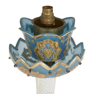 French Rococo Revival style gilt blue glass chandelier