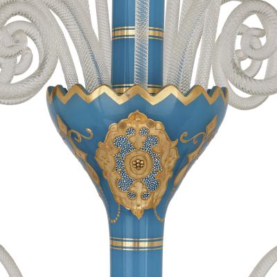 French Rococo Revival style gilt blue glass chandelier