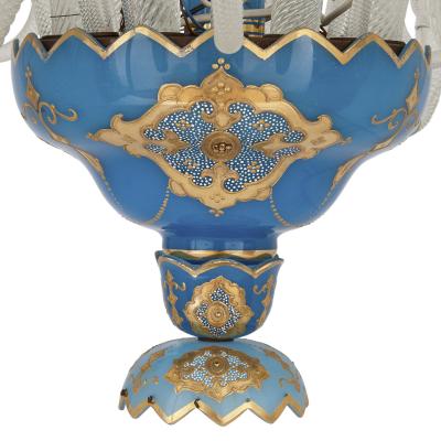 French Rococo Revival style gilt blue glass chandelier