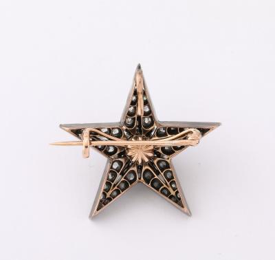 French Rose Diamond Five Pointed Star Brooch Pendant
