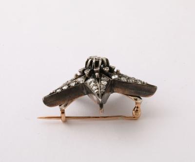 French Rose Diamond Five Pointed Star Brooch Pendant