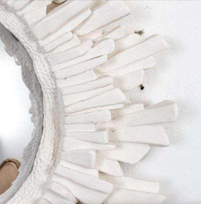 French Round Plaster Starburst Shaped Mirror 21st Century