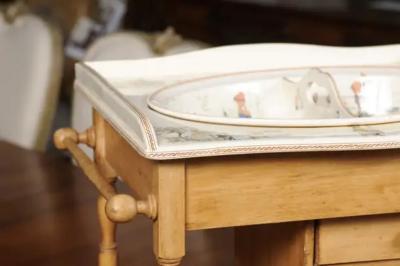 French Sarreguemines Late 19th Century Miniature Sink with Pastoral Scenes