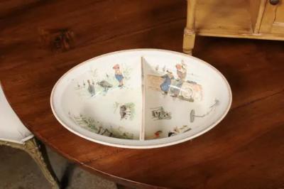 French Sarreguemines Late 19th Century Miniature Sink with Pastoral Scenes
