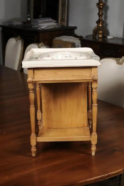 French Sarreguemines Late 19th Century Miniature Sink with Pastoral Scenes