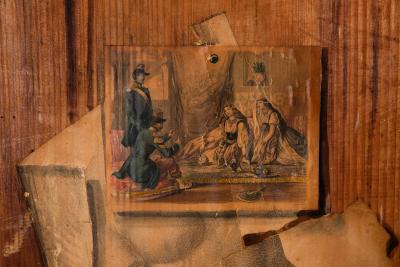 French Scrubbed Pine Decoupage Trompe Loeil Doors
