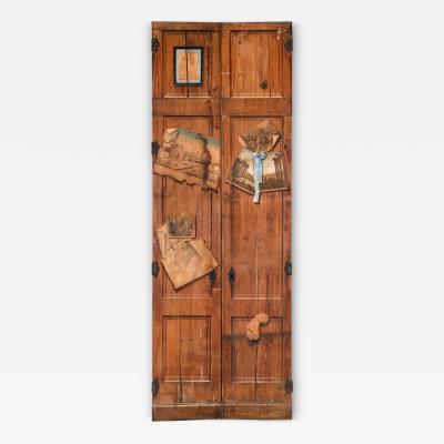 French Scrubbed Pine Decoupage Trompe Loeil Doors