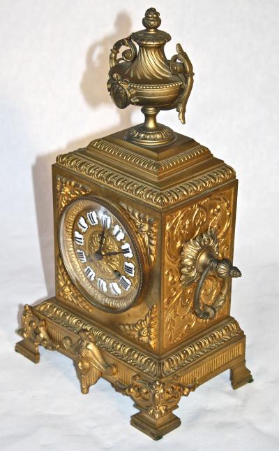 French Second Empire Bronze Dore Mantle Clock