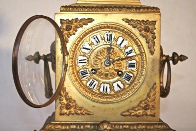 French Second Empire Bronze Dore Mantle Clock