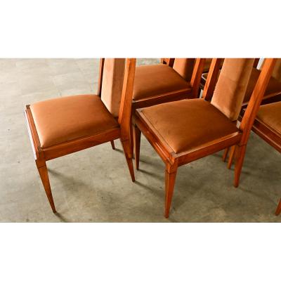 French Set of 6 Mid Century Dining Chairs