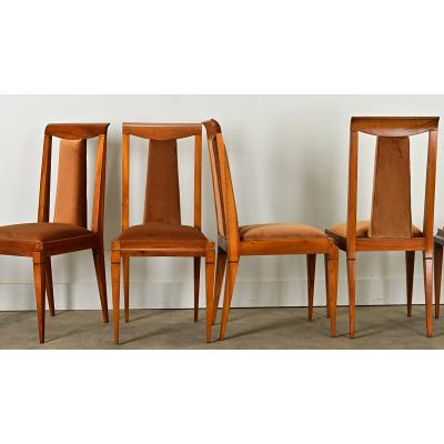 French Set of 6 Mid Century Dining Chairs