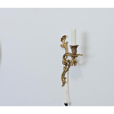 French Set of Four Louis XV Style Bronze Wall Sconces