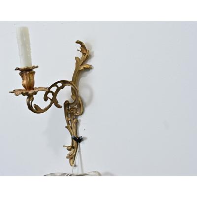 French Set of Four Louis XV Style Bronze Wall Sconces