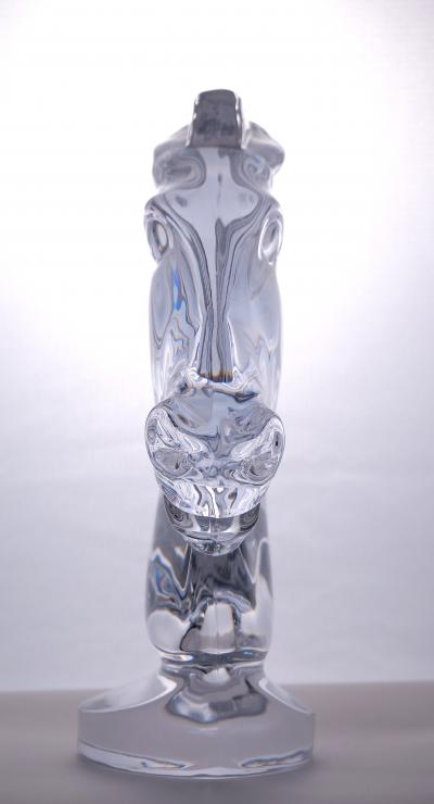 French Sevres Crystal Art Deco Style Tall Horse Head Sculpture