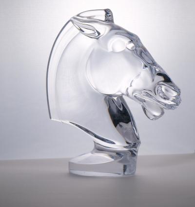 French Sevres Crystal Art Deco Style Tall Horse Head Sculpture