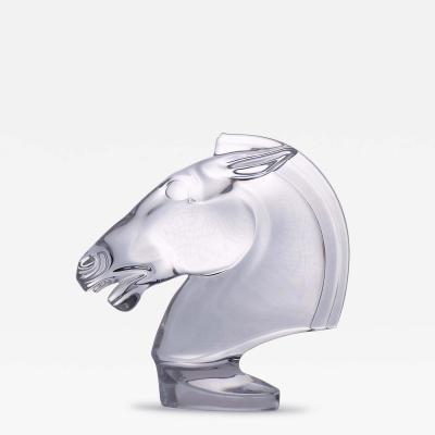 French Sevres Crystal Art Deco Style Tall Horse Head Sculpture