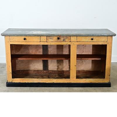 French Shop Counter or Bar with Zinc Top