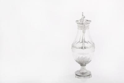 French Silver Mounted Cut Glass Decorative Vase