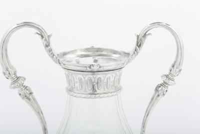 French Silver Mounted Cut Glass Decorative Vase