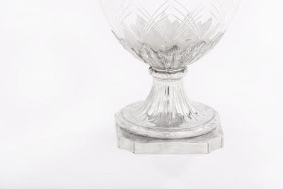 French Silver Mounted Cut Glass Decorative Vase