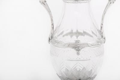 French Silver Mounted Cut Glass Decorative Vase