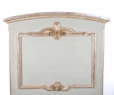 French Silvered Gilt wood Hand Painted Framed Trumeau Wall Mirror