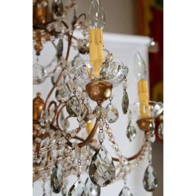 French Six Light Crystal Chandelier